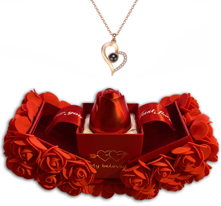 Eternal Rose™ - Rose Gift Box Crystal Pendant Necklace